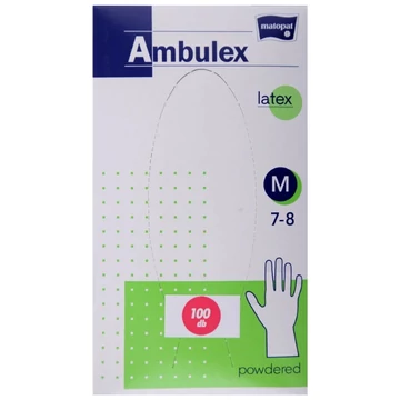 Vizsgálókesztyű AMBULEX latex M púderes 100x