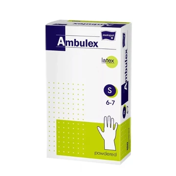 Vizsgálókesztyű AMBULEX latex S púderes 100x