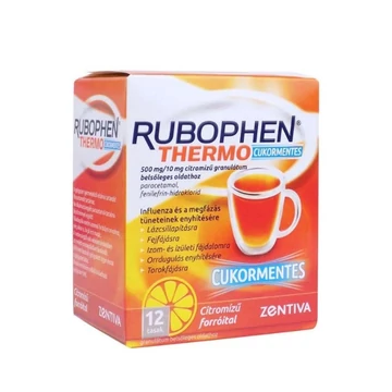 Rubophen Thermo cukormentes 500mg/10mg citromízű 12x