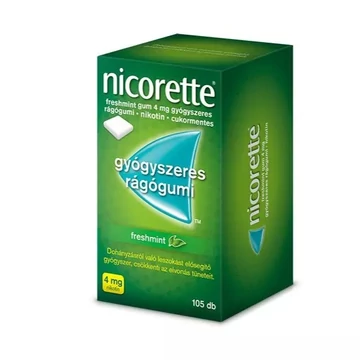 Nicorette Freshmint gum 4 mg gyógyszeres rágógumi 105x