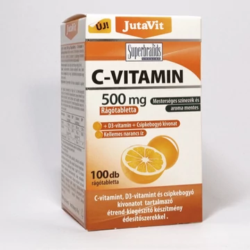 JutaVit C-vitamin 500mg narancs ízű rágótabl. +D3 csipkebogyó 100x