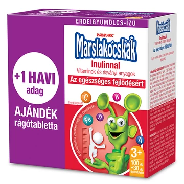 Walmark Marslakócskák Inulin erdeigyümölcs ízű rágótabletta 100x+30x