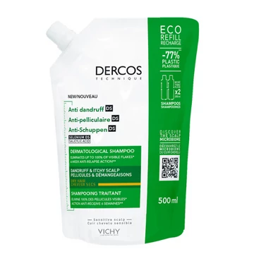 Vichy sampon DERCOS korpás/száraz hajra UTÁNTÖLTŐ 500ml
