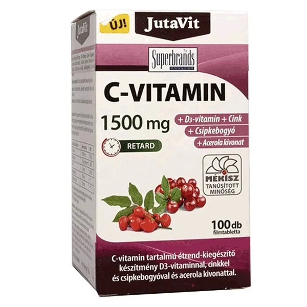 JutaVit C-Vitamin 1500mg +csipkebogyó +Acerola kivonat + D3 vitamin + Cink 100x