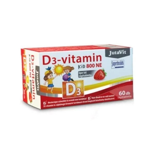 Jutavit D3-vitamin 800NE KID eper ízű rágótabletta 60x