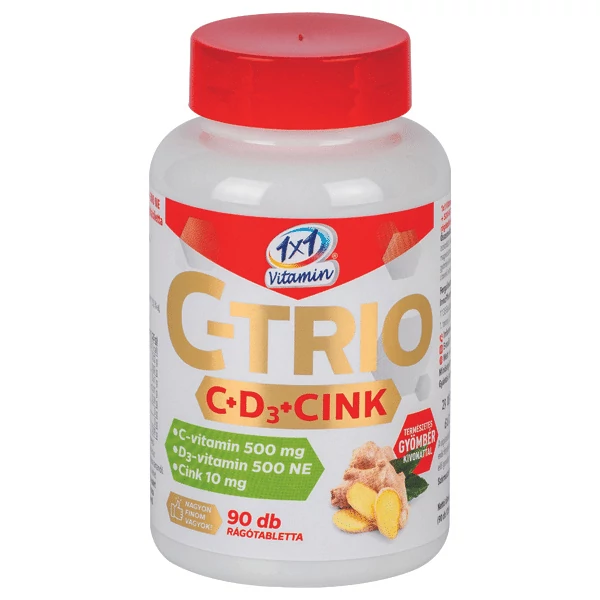 Vitaplus 1x1 C-Trio C D3 Cink gyömbér rágótabletta 90x