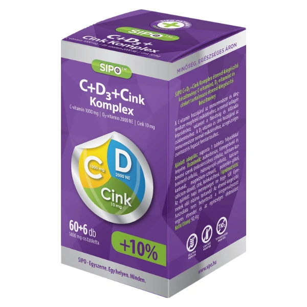 SIPO C+D3+Cink Komplex tabletta 66x