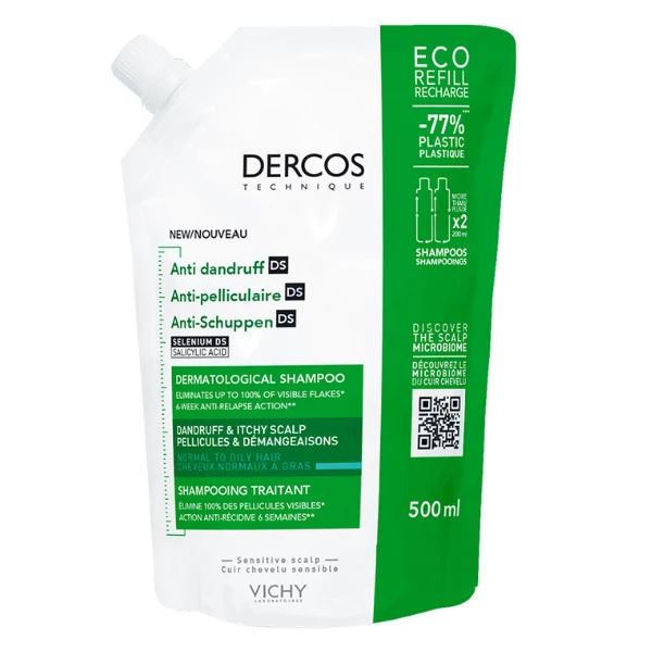 Vichy sampon DERCOS korpás/zsíros hajra UTÁNTÖLTŐ 500ml
