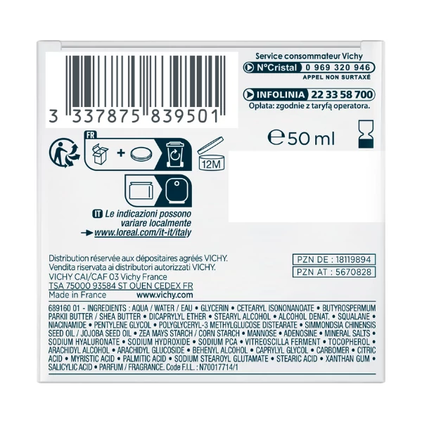 VICHY Mineral 89 72H hidratáló arckrém GAZDAG ÁLLAG 50ml
