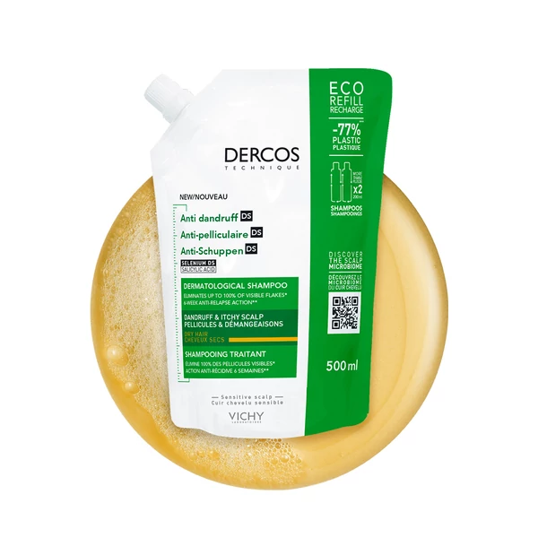 Vichy sampon DERCOS korpás/száraz hajra UTÁNTÖLTŐ 500ml